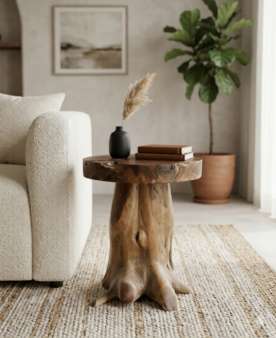 Teak Wortel Bijzettafel - Afbeelding 2
