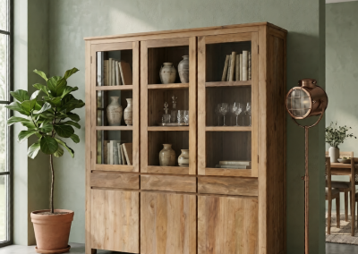 Teak Vitrinekast Jati 6 Deur