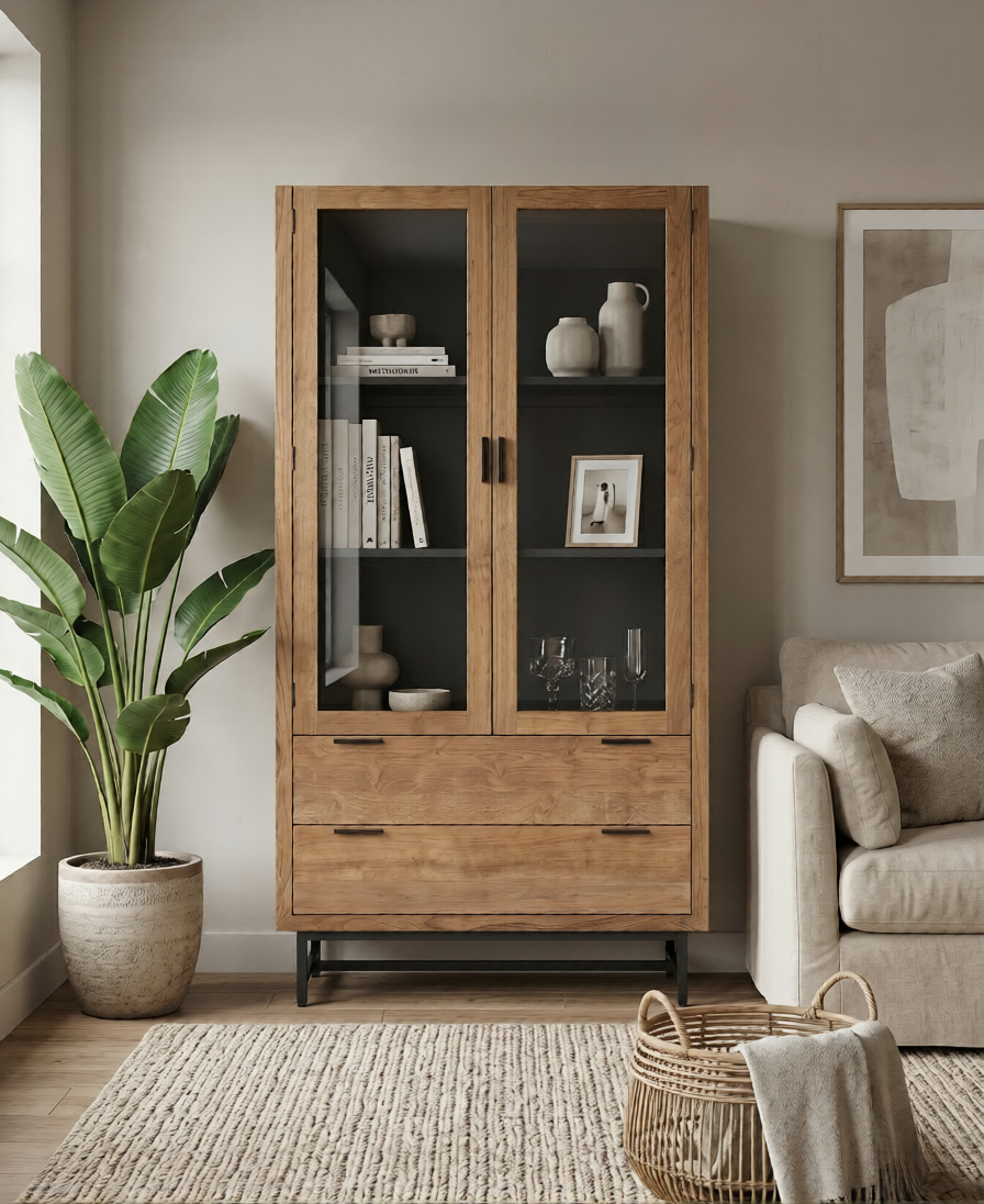 Teak Vitrinekast Selaras
