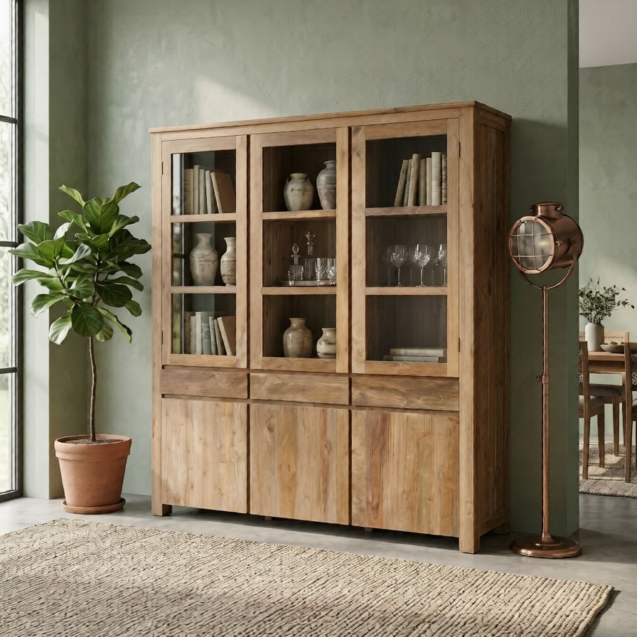 Teak Vitrinekasten
